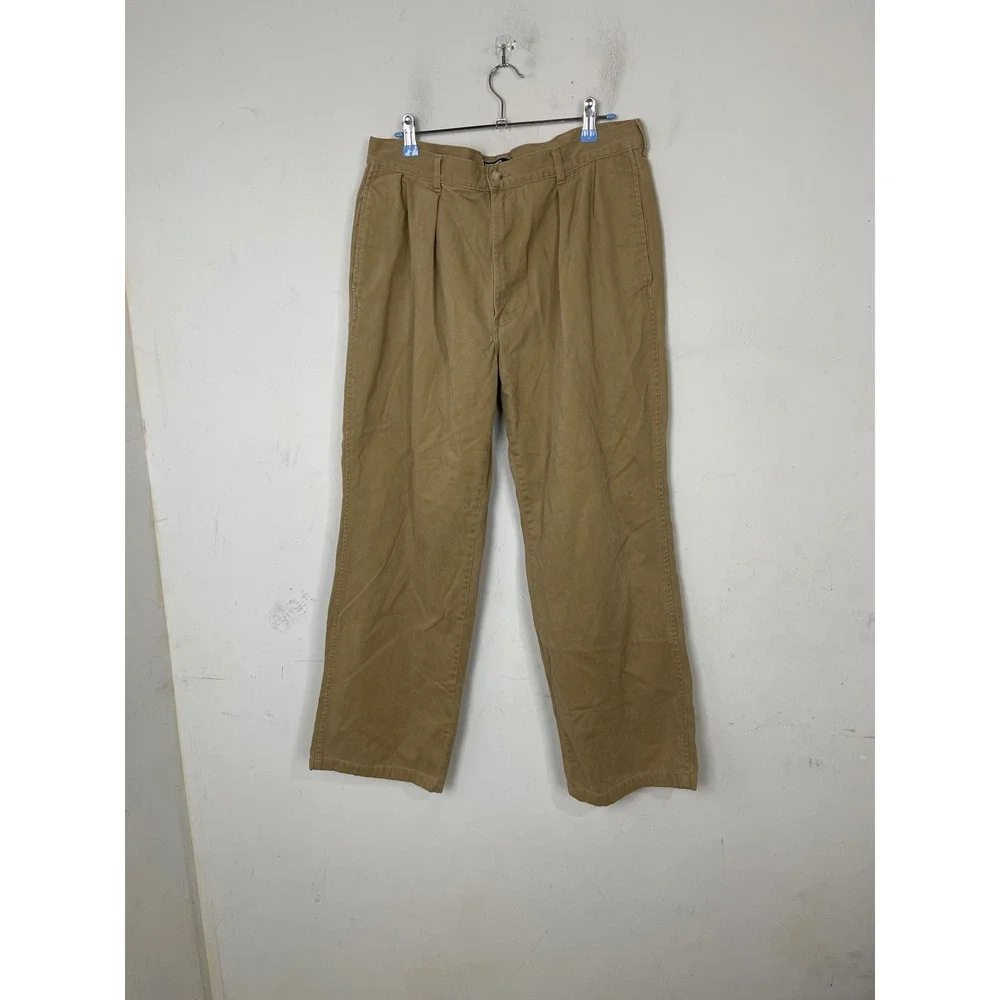 Polo Ralph Lauren Mens Pleated Chino Pants Khaki‎ Tan 100% Cotton 35x29